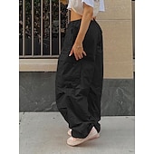 cheap Women&#039;s Cargo Pants-Women&#039;s Cargo Pants Pants Trousers Baggy Pants Fashion Low Waist Solid Color Pocket Baggy Quick Dry Inelastic Causal Black White Pink Khaki Spring, Fall, Winter, Summer Loose Fit