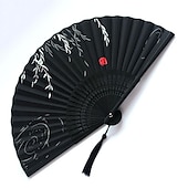 preiswerte Hausbedarf-Faltfächer im Vintage-Stil, Seiden-Faltfächer, chinesisches japanisches Muster, Kunsthandwerk, Geschenk, Heimdekoration, Ornamente, Tanz-Handfächer, 17,8 cm