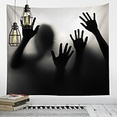 billige halloween veggtepper-halloween fest veggteppe kunst dekor teppe gardin hengende hjem soverom dekorasjon polyester spøkelse skrekk skygge halloween dekorasjoner