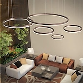 Χαμηλού Κόστους Πολυέλαιοι-4φωτα led 110w κυκλικός πολυέλαιος led μοντέρνα κρεμαστά φώτα χρυσό καφέ για σαλόνι μπαρ δωμάτιο γραφείο 4 στρώσεις dimmable με τηλεχειριστήριο ρυθμιζόμενο μόνο με τηλεχειριστήριο