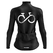 お買い得  ウィメンズジャージ-女性用 サイクリングジャージー グラフィック 文字＆番号 長袖 バイク ジャージー トップス 3つのリアポケット付き マウンテンサイクリング ロードバイク 速乾性 反射性ストリップ 後ポケット 吸汗性 スポーツ ブラック ピンク レッド 衣類