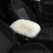 abordables Reposacabezas para coche-Funda de Consola Central de Auto Universal Funda de Apoyabrazos de Piel de oveja de cuero genuino Protector Esponjoso