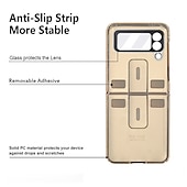 economico Cover Samsung-telefono Custodia Per Samsung Galaxy Z Flip 5 Z Flip 4 Z Flip 3 Copertura Posteriore Portatile Moda Protezione Completa Tinta unita PC Pelle PU