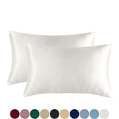 cheap Sheets &amp; Pillowcase-Set of 2 Pcs Silk Satin Pillowcase for Hair and Skin Slip, Pillow Cases for Standard/Queen/King Size - Satin Cooling Pillow Covers with Envelope Closure Suit