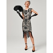 economico Abiti degli anni '20-Anni Ruggenti Anni 1920 Lunghezza al ginocchio Vestito Abito Flapper Abito da Ballo Normale Cortissima Il grande Gatsby Charleston Invitato al matrimonio Paillettes Frangia con nappe Scollo Tondo