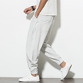 levne Domov-Pánské Tepláky Běžec Kalhoty Letní kalhoty Plážové kalhoty Šňůrky Elastický pas Proužek Pohodlné Prodyšné Ležérní Denní Streetwear Směs bavlny Sportovní Módní Černá Bílá Lehce elastické