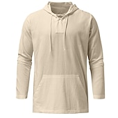 preiswerte Freizeithemden für Herren-Herren Hemd Sommerhemd Strandhemd Feste Farbe Strasse Casual Schwarz Weiß Blau Khaki Langarm Mit Kapuze Sommer Bekleidung