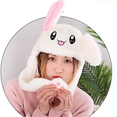 cheap Novelty Toys-Glowing Plush Ear Moving Jumping Rabbit Hat Funny Glowing Ear Moving Bunny Hat Cosplay Festival Party Hat 5-18 Years and Adult