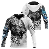 cheap Men&#039;s Zip Up Hoodies-Men&#039;s Dragon Graphic Prints Hoodie Hoodies Sweatshirt Hoodie Long Sleeve Hooded Sweatshirt Hooded Streetwear 3D Print Daily Sports Wine Red Black Print Spring &amp;  Fall Designer
