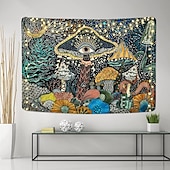 billige Trippy billedvev-soppteppe brennende solteppe hippieøyne billedvev mandala vinstokker billedvev månefase veggteppe veggtepper for rommet