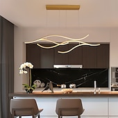 cheap Island Lights-100/120 cm LED Pendant Light Wave Design Line Design Black Gold  Metal Artistic Style Modern Style  Office, Shops Stylish Painted Finishes Artistic LED 110-120V 220-240V