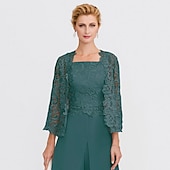 cheap Mother&#039;s Wraps-Mother&#039;s Wraps Bolero Coats / Jackets Elegant 3/4 Length Sleeve Floral Lace Wedding Guest Wraps With Lace For Fall Wedding Event Formal Party Spring &amp; Summer Only Wraps dress to impress 2025