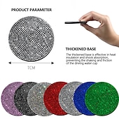 cheap Car Organizers-2pcs Bling Car Cup Holder Coaster 2.75 inch Anti-Slip Shockproof Universal Fashion Vehicle Car Coasters Insert Bling Rhinestone Auto Automotive Interior Accessories for Women