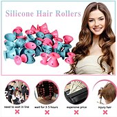 economico bigodini-bigodini magici bigodini in silicone, nessuna clip nessun rullo per la cura dei capelli di calore, bigodini magici rulli in silicone professionale fai da te curling strumenti per acconciature