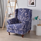 cheap Armchair Cover &amp; Armless Chair Cover-1 Set of 2 Pieces Stretch Wingback Chair Cover Floral Printed Wing Chair Slipcovers Spandex Fabric Wingback Armchair Covers with Elastic Bottom for Living Room Bedroom Decor