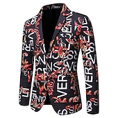 economico Blazer Classici da Uomo-Per uomo Giacca Feste Asciugatura rapida Classico Alla moda Autunno Inverno Alfabetico Elegante Informale Colletto piatto Sottile Standard Taglia piccola Nero Bianco Rosso Blu Giacca