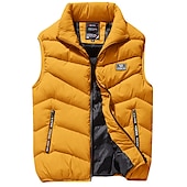 olcso Gilets-Férfi Puffer Vest Gilet Hegymászás Melegen tartani tömöríthető Légáteresztő Tél Ősz Tömör szín Fekete Rubin Sötétkék Szürke Pufferkabát