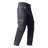 お買い得  カーゴパンツ-男性用 カーゴパンツ タクティカルパンツ 作業パンツ ジッパーポケット マルチポケット まっすぐな足 純色 屋外 全長 日常 スタイリッシュ ブラック カーキ色