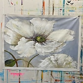 お買い得  花/植物画-ミンチュラ 手作り 厚いテクスチャー 花 油絵 キャンバス 壁アート 装飾 モダン 抽象画 ホームデコレーション ロールフレームレス 未延伸絵画