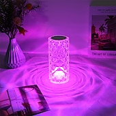 cheap Decorative Lights-Crystal Light Lamp Color Changing Lamps Table Lamp with Touch Control Diamond LED Night Light Rechargeable Rose Romantic Date Lighting Decor for Festival, Home, Restaurant, Bar