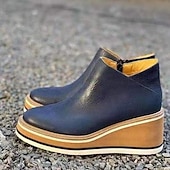 levne Platformové boty-Dámské Boty Boty na platformě Větší velikosti Venkovní Denní Kotníkové boty Booties Podzim Platforma Klínový podpatek Oblá špička Vinobraní Na běžné nošení Minimalismus Chůze PU Zip Světle hněd