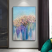お買い得  花/植物画-ミンチュラ 手作り 厚いテクスチャー 花 油絵 キャンバス 壁アート 装飾 モダン 抽象画 ホームデコレーション ロールフレームレス 未延伸絵画