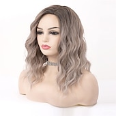 tanie Peruki syntetyczne modne-natalie portman peruka ombre krótkie kręcone peruki włosy syntetyczne popiół blond peruka ombre brązowe peruki dla kobiet najlepsze bezklejowe blond peruki z częścią boczną mieszane blond peruki