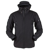 abordables Chaquetas y abrigos de hombre-operaciones especiales de los hombres chaqueta táctica militar de caparazón suave abrigo de caza con capucha abrigo de lana con capucha al aire libre térmico cálido impermeable a prueba de viento forrado con vellón ligero gabardina de invierno superior pe