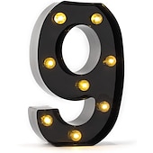 economico Luci decorative-luci a led per alfabeto e marquee arabe, lettere nere alimentate a batteria led per eventi, matrimoni, feste, compleanni, casa, bar, nuovo design, nero fresco