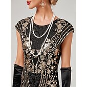 economico Abiti degli anni '20-Anni Ruggenti Anni 1920 Lunghezza al ginocchio Vestito Abito Flapper Abito da Ballo Normale Cortissima Il grande Gatsby Charleston Invitato al matrimonio Paillettes Frangia con nappe Scollo Tondo