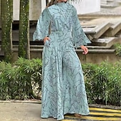 cheap Formal Jumpsuits-Women&#039;s Normal Jumpsuit Streetwear Floral Long Sleeve Stand Collar Pocket Print Daily Holiday Regular Fit Black White Pink Fall