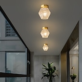 abordables Luces de techo-Mini lámpara de techo de montaje empotrado, cristal cerca de las luces del techo, luces de pasillo Lámparas de techo de montaje empotrado de cristal Candelabro de techo dorado (sin bombilla)