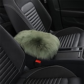 abordables Reposacabezas para coche-Funda de Consola Central de Auto Universal Funda de Apoyabrazos de Piel de oveja de cuero genuino Protector Esponjoso