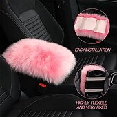abordables Reposacabezas para coche-Funda de Consola Central de Auto Universal Funda de Apoyabrazos de Piel de oveja de cuero genuino Protector Esponjoso