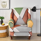 cheap Armchair Cover &amp; Armless Chair Cover-1 Set of 2 Pieces Stretch Wingback Chair Cover Floral Printed Wing Chair Slipcovers Spandex Fabric Wingback Armchair Covers with Elastic Bottom for Living Room Bedroom Decor