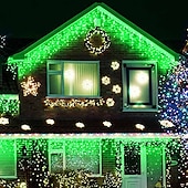 olcso Hálózatra csatlakoztatható elektronika-karácsonyi jégcsap fények kültéri dekoráció 10m 400 led 8 szín 8 mód vízálló meleg fehér fehér rgb 80 csepp karácsonyi eu dugj us plug uk plug au plug