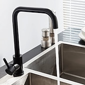 cheap Rotatable-Stainless Steel Kitchen Sink Mixer Faucet, 360 Swivel Single Handle Kitchen Taps Deck Mounted, with Hot and Cold Water Hose Vessel Taps
