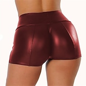 abordables Short chaud-Femme Normal Short Mode Collants Court Taille médiale Couleur unie Confort Haute élasticité Casual Fin de semaine Rouge bordeaux Noir bleu marine Vert foncé Mince