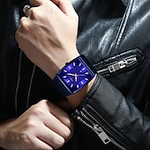 cheap Quartz Watches-NIBOSI Blue Square Mens Watches Top Brand Luxury Quartz Watch Men Slim Waterproof Male Wristwatch Men Relogio Masculino 2376