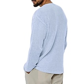 cheap Men's Pullover Sweater-Men's Christmas Jumper Christmas Sweaters Sweater Holiday sweater Pullover Sweater Jumper Ribbed Knit Knitted V Neck Going out Weekend Clothing Apparel Fall Winter Black Pink M L XL