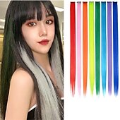 cheap Clip in Extensions-color wig Straight Synthetic Hair 24 inch Hair Extension Clip In / On 1pc / pack Soft Women&#039;s Girls&#039;