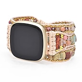 tanie Paski do zegarków Fitbit-Inteligentny pasek do zegarka Kompatybilny z Fitbit Versa 3 / Sense Versa / Versa 2 / Versa Lite / Versa SE Tkanina Korálky Inteligentny zegarek Pasek Wielowarstwowy Paciorki Regulowany Ręcznie