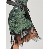 cheap Dresses-Roaring 20s 1920s Cocktail Dress Flapper Dress Dress Masquerade Normal The Great Gatsby Charleston Wedding Guest Sequins Tassel Fringe Women&#039;s Halloween Carnival Masquerade Carnival Wedding Wedding