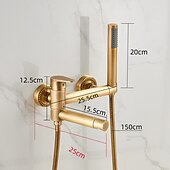 halpa Ammehanat-vintage kylpyammehana kaksoisputki seinään kiinnitettävä kultainen, kylpyammeen täyttöhana messinkihana, jossa käsisuihku, keraaminen venttiili yhden kahvan ohjaus