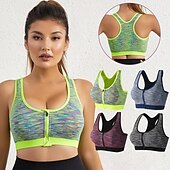billiga Sport-BH:ar och västar-Dam Mediumstöd Sportbehåar Kör behå Sömlös Brottarrygg Behåtopp Vadderad Kondition Gymträning Fritid Sport Andningsfunktion Lättvikt Mjuk Elastan fluorescerande grön gråblå Fuchsia Kamouflage