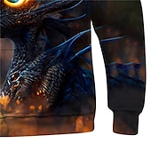 billiga Pojkens 3D-djur-Unisex 3D Grafisk Djur Drake Huvtröja Långärmad 3D-tryck Sommar Vår Höst Mode Häftig Barn 3-12 år Utomhus Dagligen Normal