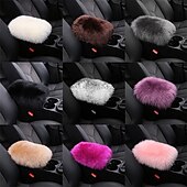 abordables Reposacabezas para coche-Funda de Consola Central de Auto Universal Funda de Apoyabrazos de Piel de oveja de cuero genuino Protector Esponjoso