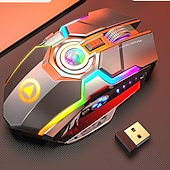 abordables Souris-a5 souris sans fil rechargeable gaming rgb lumineux muet silencieux coloré ordinateur souris de jeu