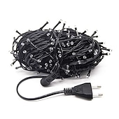 billige Elektrisk støpsel-juleslyngelys utendørs 20m 200leds 8 moduser plugg inn julepynt varme hvite lys fest hage juledekor belysning ac220v 230v 240v eu plugg