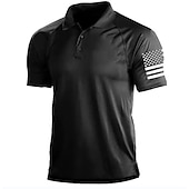 billige Klassisk poloskjorte for menn-Herre POLO T-skjorte Golf skjorte 3D-utskrift Fargeblokk Aftæpning Gate Daglig 3D Knapp ned Kortermet Topper Fritid Mote Bekvem Grønn Svart Blå